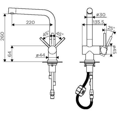 Смеситель Omoikiri Koriyama-S 4991006 нержавеющая сталь