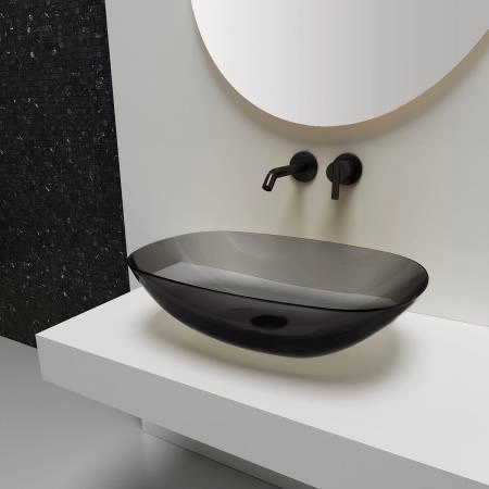 Раковина прозрачная Vincea VBS-6T12B, 540*360*150, накладная, цвет черный смола