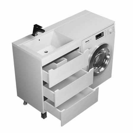 Тумба под стиральную машину Uperwood Tanos 60 см, напольная, белая/графит, 3 ящика
