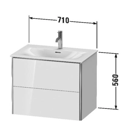 Duravit XSquare База подвесная 71x47.8x56см с раковиной, 2 яшика, цвет: глянцевый белый