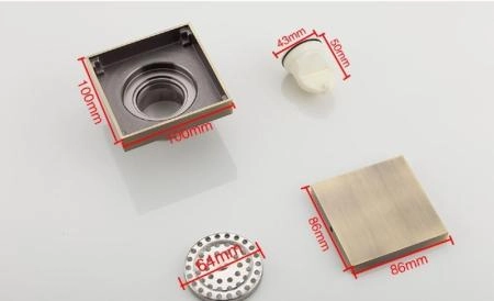 Душевой трап Gappo G81005-4 бронза 100x100мм