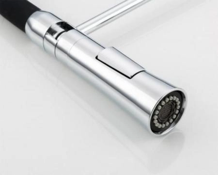 Смеситель для кухни Frap F4452-8 черный-белый, гибкий излив