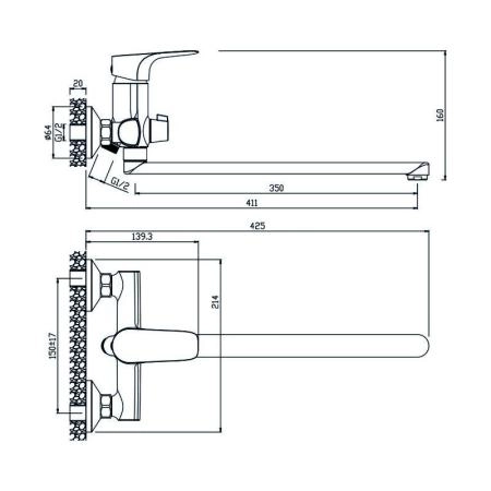Смеситель OLIVES Sierra 14221SR для ванны,хром