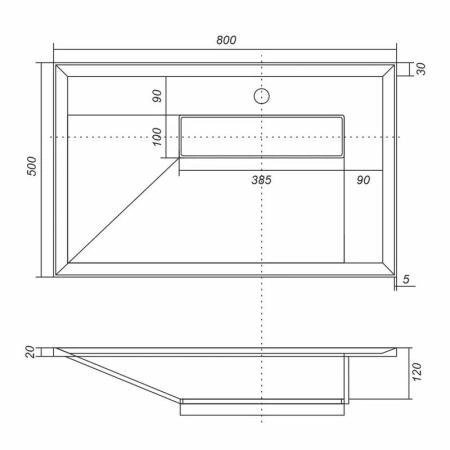 Раковина для ванной полувстраиваемая Uperwood Lotus 80 см, прямоугольная, белая глянцевая
