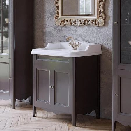 TW Veronica, База с раковиной Simas AR834bi*1 73*54см с 1отв. под смеситель , 2 расп. дверки, доводч. Blum, ручки: Riflesso бронза, цвет: grigio