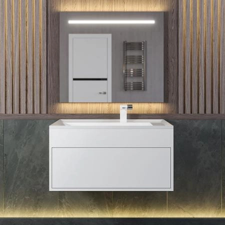 Тумба с раковиной  для ванной Uperwood Lotus Premium подвесная, 80 см, белая