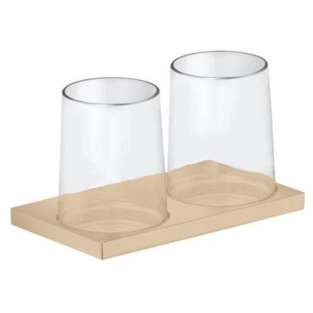 Держатель на два стакана KEUCO Edition 11 Прозрачный/бронза шлифованная 11151039000