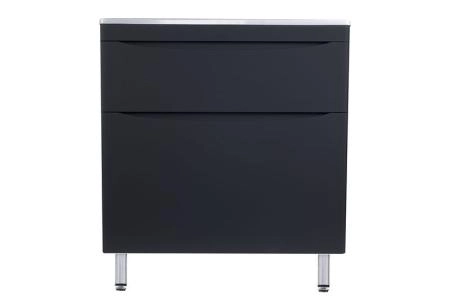Тумба напольная Style Line Бергамо мини 80 (2 ящ.) Люкс антискрейтч черный, PLUS