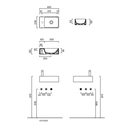 Catalano Premium Раковина 40x23см, без отв., цвет: Cemento Satinato
