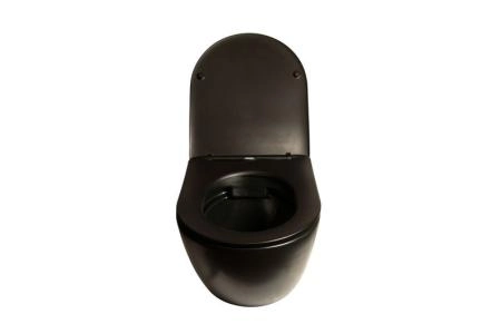 Унитаз подвесной SantiLine SL-5018MB безободковый, черный матовый сиденье микролифт