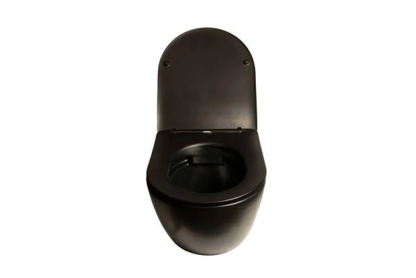 Унитаз подвесной SantiLine SL-5018MB безободковый, черный матовый сиденье микролифт