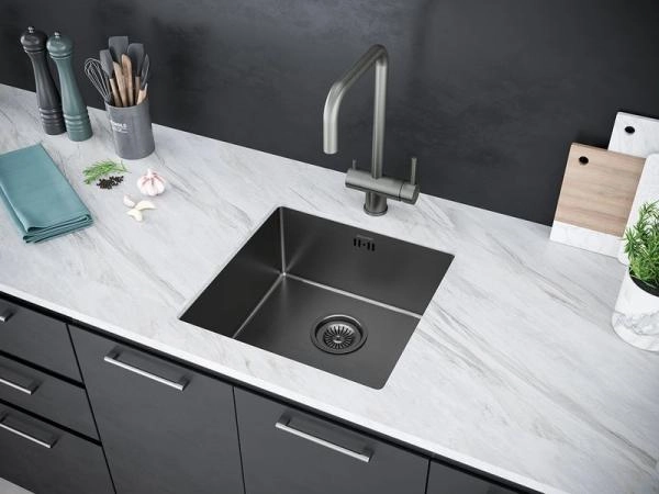 Кухонная мойка Paulmark GERBERG PM214444-GM вороненая сталь 440х440мм нерж. Сталь