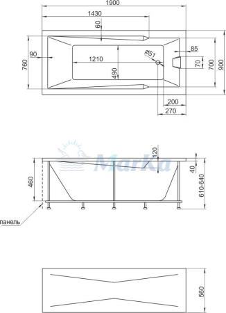 Ванна 1Marka RAGUZA 190х90 см без гидромассажа