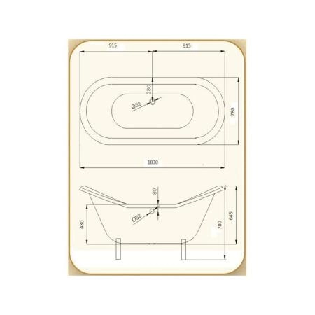 Ванна Magliezza Julietta-DO 183х78 см чугунная ножки золото
