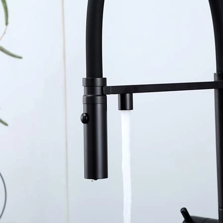 Смеситель GAPPO G4397-86 для кухни с гибким изливом и подключением фильтра, черный