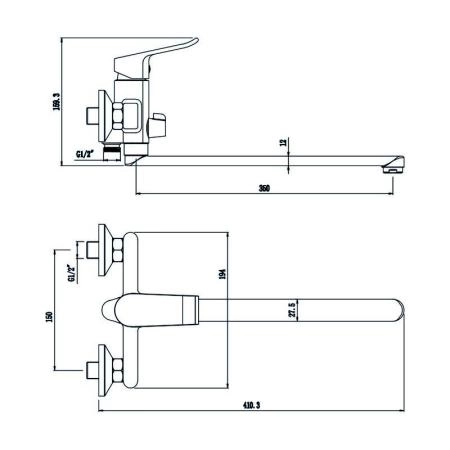 Смеситель OLIVES Plaza 16221PL для ванны,хром