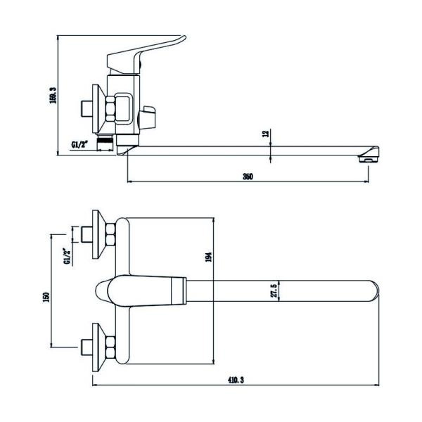 Смеситель OLIVES Plaza 16221PL для ванны,хром