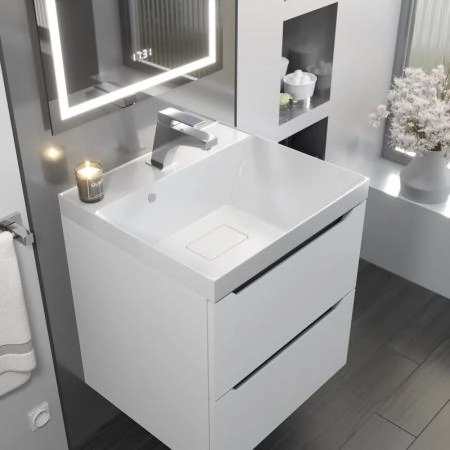 Тумба под раковину для ванной Uperwood Tanos NEW 50 см, подвесная, белая/графит