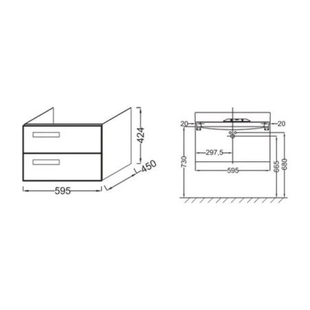 Тумба под раковину Jacob Delafon RYTHMIK EB1301-E10 60 см цвет квебекский дуб