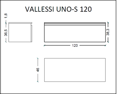 Ящик под столешницу Boheme 120см АНТРАЦИТ мат. VALLESSI UNO-S 897-120-A mat
