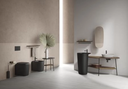 Унитаз VitrA Plural Rim-Ex 7830B483-0075 безободковый подвесной, Матовый Черный (сиденье отдельно)