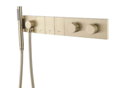 Смеситель ZODIAC Boheme THERMO с ручным душем MATT GOLD 133-SYS-MG
