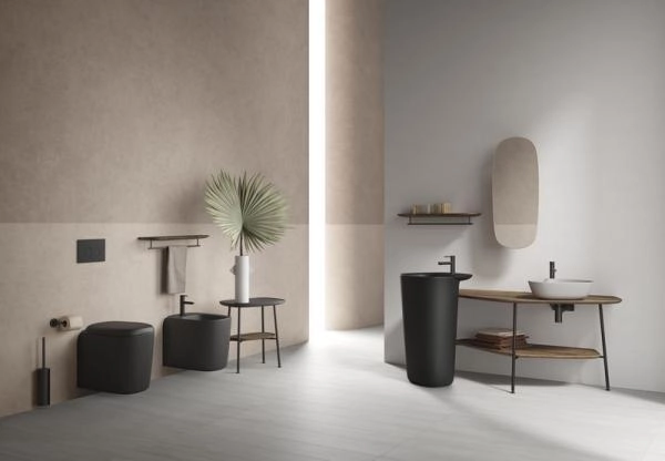 Унитаз VitrA Plural Rim-Ex 7830B483-0075 безободковый подвесной, Матовый Черный (сиденье отдельно)