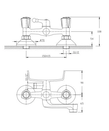 Cмеситель для ванны RUSH Pioneer PI7950-44 хром