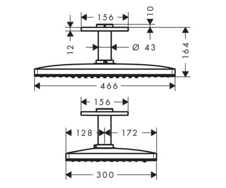 Hansgrohe 24006400 Rainmaker Select Верхний душ 460х300 мм, 3 реж., потол. кроншт.100 мм белый / хром