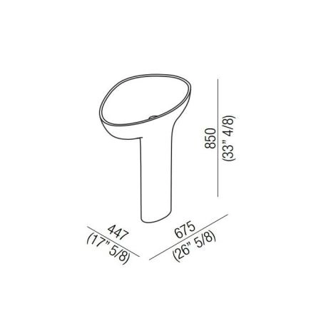Agape Drop Раковина 67х44х85см., наполньная, без отв., цвет: белый