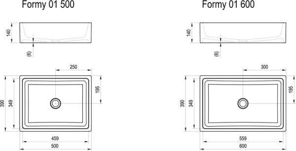 Умывальник Ravak FORMY 01 500 D белый со скрытым переливом XJL01250000