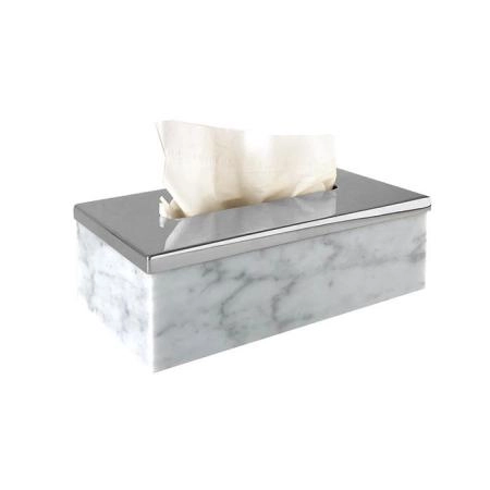 3SC Elegance Контейнер для салфеток 23х12,5хh7см, цвет: мрамор bianco carrara/хром