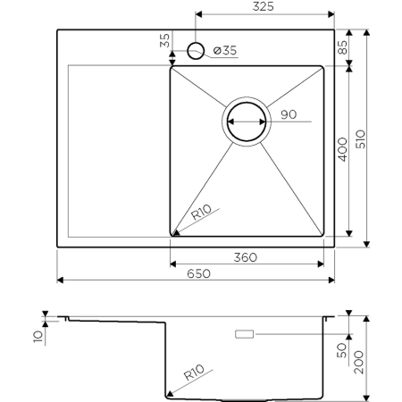 Кухонная мойка Omoikiri Akisame 65-IN-R 4973059, 650х510, нержавеющая сталь