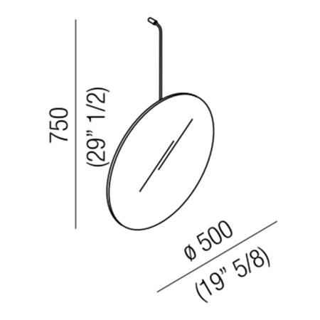 Agape Bucatini Круглое зеркало d50x75 см, на белом держателе, цвет: полированный
