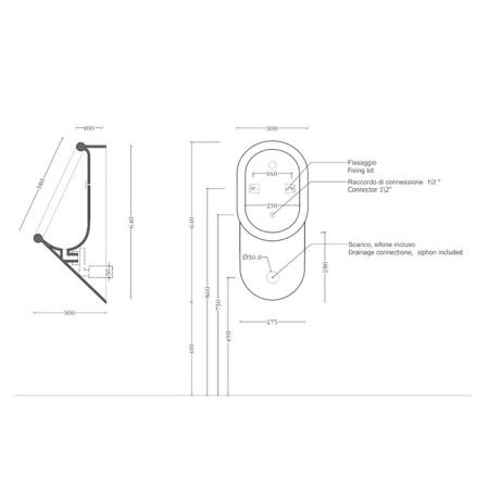 Artceram Babila Писсуар 37x30хh64 см, Saniglaze, цвет: белый матовый