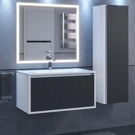 Тумба под раковину для ванной Uperwood Next Premium подвесная, 100 см, белая/графит, 1 ящик