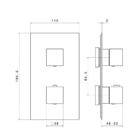 Встроенный смеситель Kerama Marazzi FUTURA ФУТУРА 67648EKM.21.018 с регулировкой температуры, хром