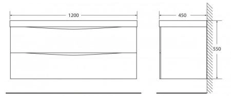 Тумба под раковину Belbagno MARINO Bianco Lucido подвесная 1200x450x500 MARINO-1200-2C-SO-BL-P