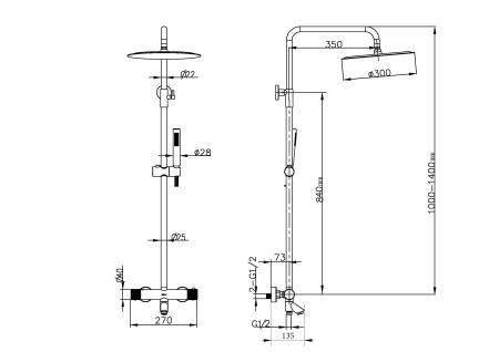 Стойка для душа Boheme c термостатом UNO Copper Brushed 468-T-CB