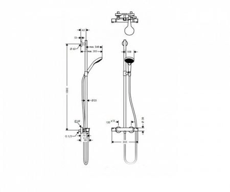 Душевая система Hansgrohe Croma Select E Multi SemiPipe 27248400 белый/хром