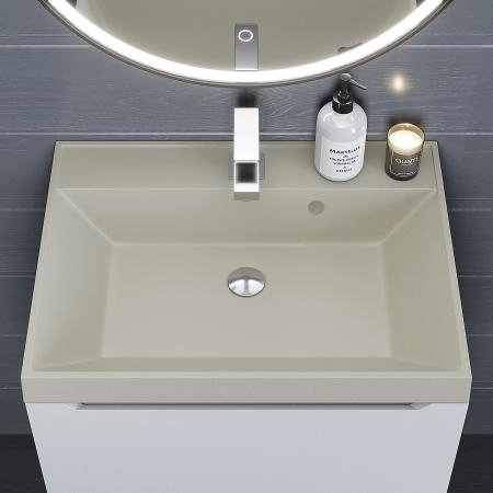 Раковина кварцевая Uperwood Classic Quartz 60 см, бежевая матовая, лён