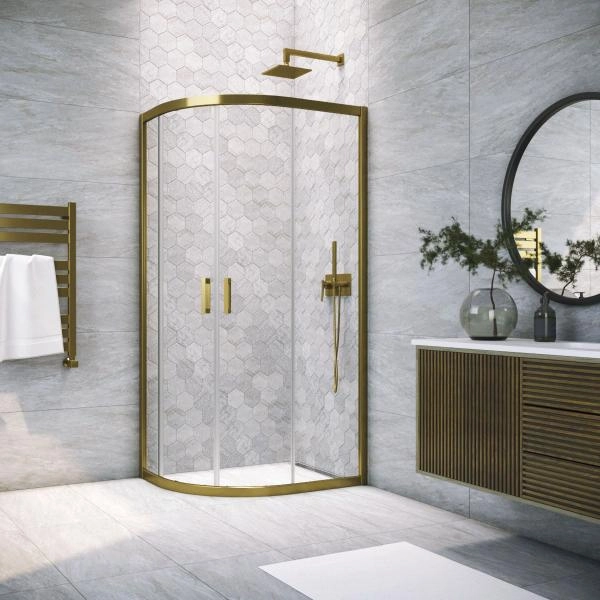 Душевой уголок Vegas-glass ZS-F TUR NOVO 100*80 05 01, профиль бронза, стекло прозрачное