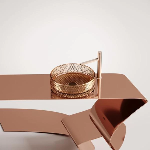 Умывальник чаша накладная круглая (цвет бежевый) Cristal 360x360x112мм