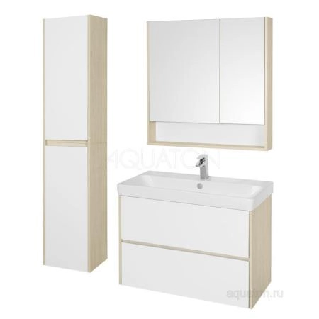 Тумба под раковину AQUATON Сканди 90 белая, дуб верона 1A251901SDB20