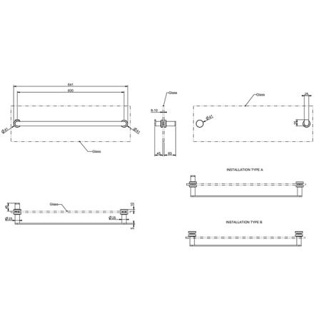 Gessi Emporio accessories Полотенцедержатель для крепления на стекло, 60 см, цвет: Black XL