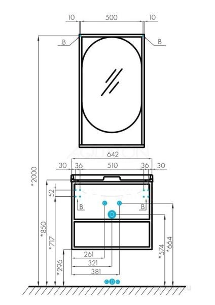 Зеркало AQUATON Лофт Фабрик 50 дуб кантри