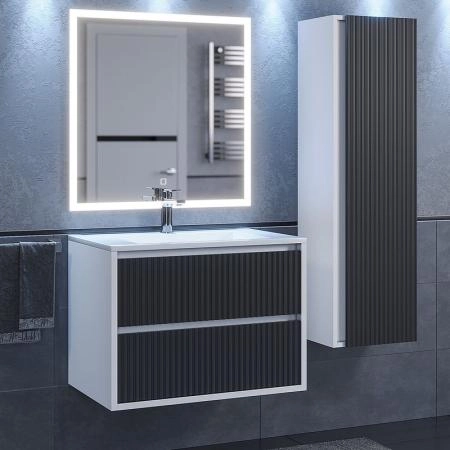 Тумба под раковину Uperwood Next Premium подвесная, 70 см, белая/графит, 2 ящика