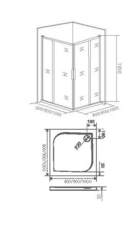 Душевой уголок IDEA CR-100-C-B 100x100 прозрачное