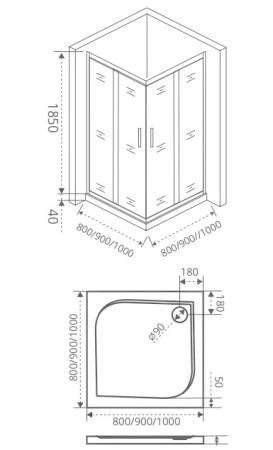 Душевой угол GOOD DOOR Infinity CR-100-G-CH 100x100 см
