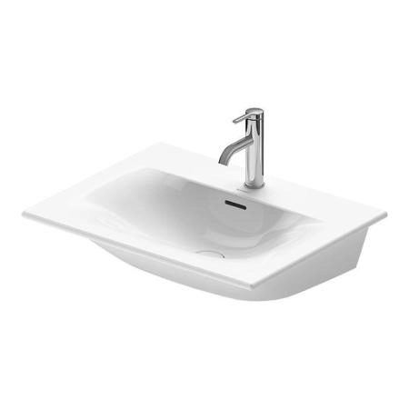 Duravit Happy D.2 Plus Раковина подвесная, 63х49см., с 2 отв., выпуск с керамической крышкой, WonderGliss, с переливом, цвет: белый